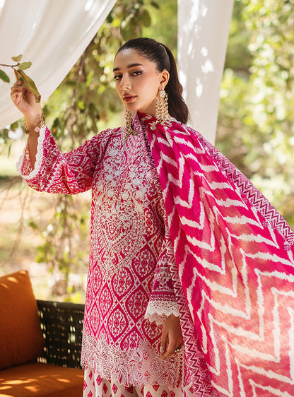 3 Piece Unstitched Embroidered Pure Lawn Suit with Fine Printed Lawn Dupatta