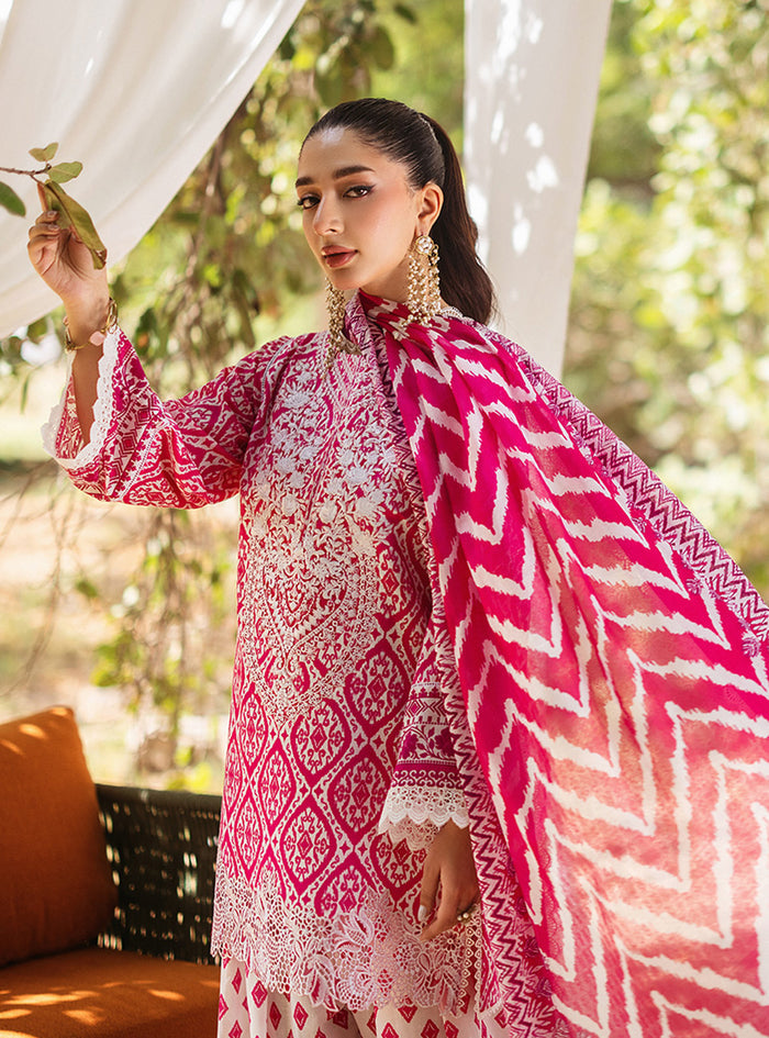 3 Piece Unstitched Embroidered Pure Lawn Suit with Fine Printed Lawn Dupatta