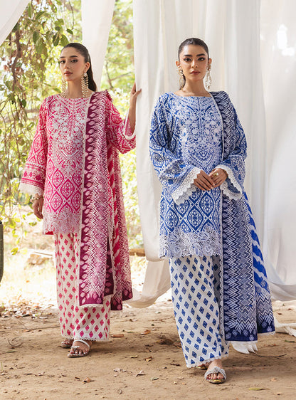 3 Piece Unstitched Embroidered Pure Lawn Suit with Fine Printed Lawn Dupatta