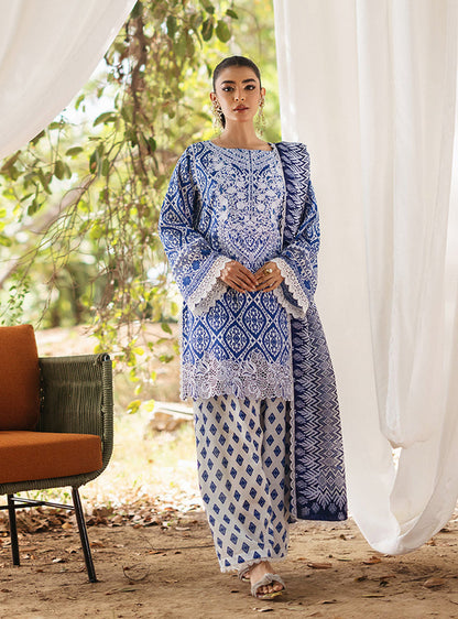 3 Piece Unstitched Embroidered Pure Lawn Suit with Fine Printed Lawn Dupatta