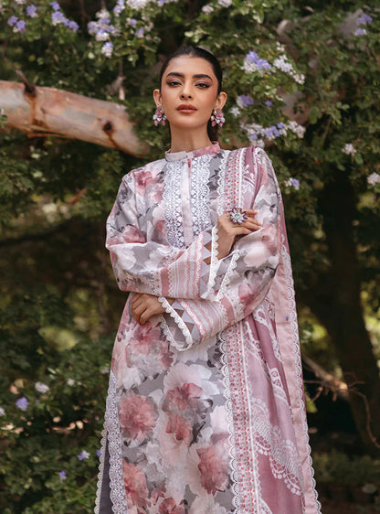 3 Piece Unstitched Embroidered Pure Lawn Suit with Fine Printed Lawn Dupatta