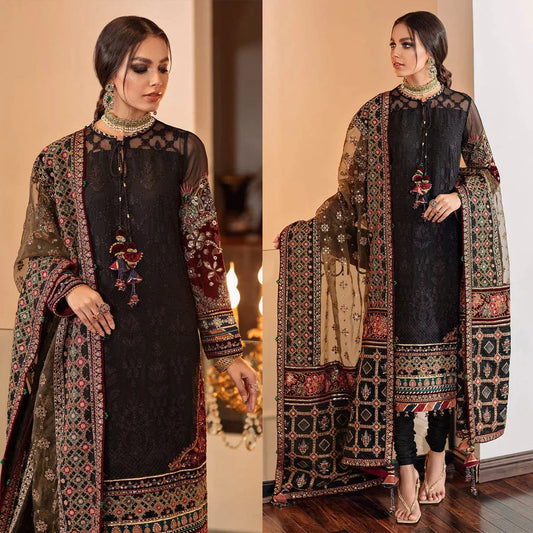 3Pc Lawn Heavy Embroidery with Embroidery Organza Dupatta. VL495