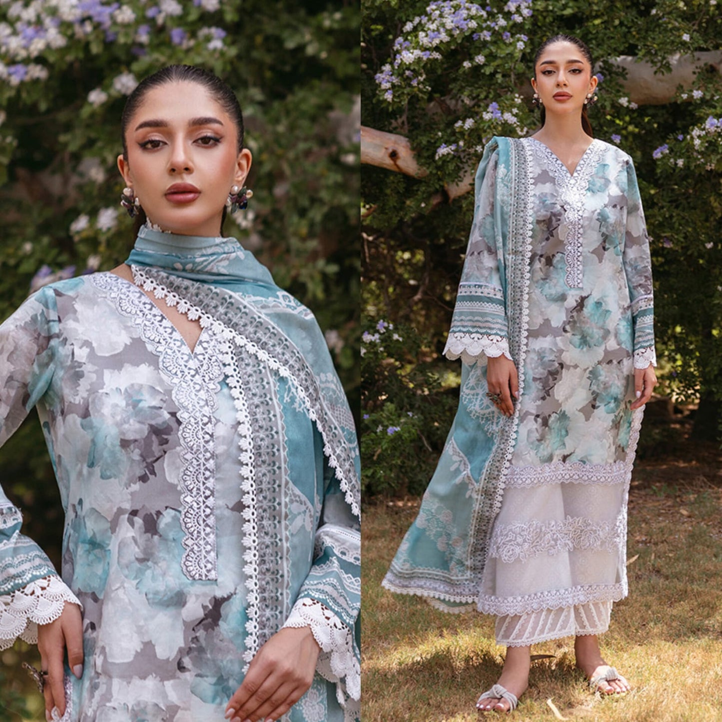 3 Piece Unstitched Embroidered Pure Lawn Suit with Fine Printed Lawn Dupatta