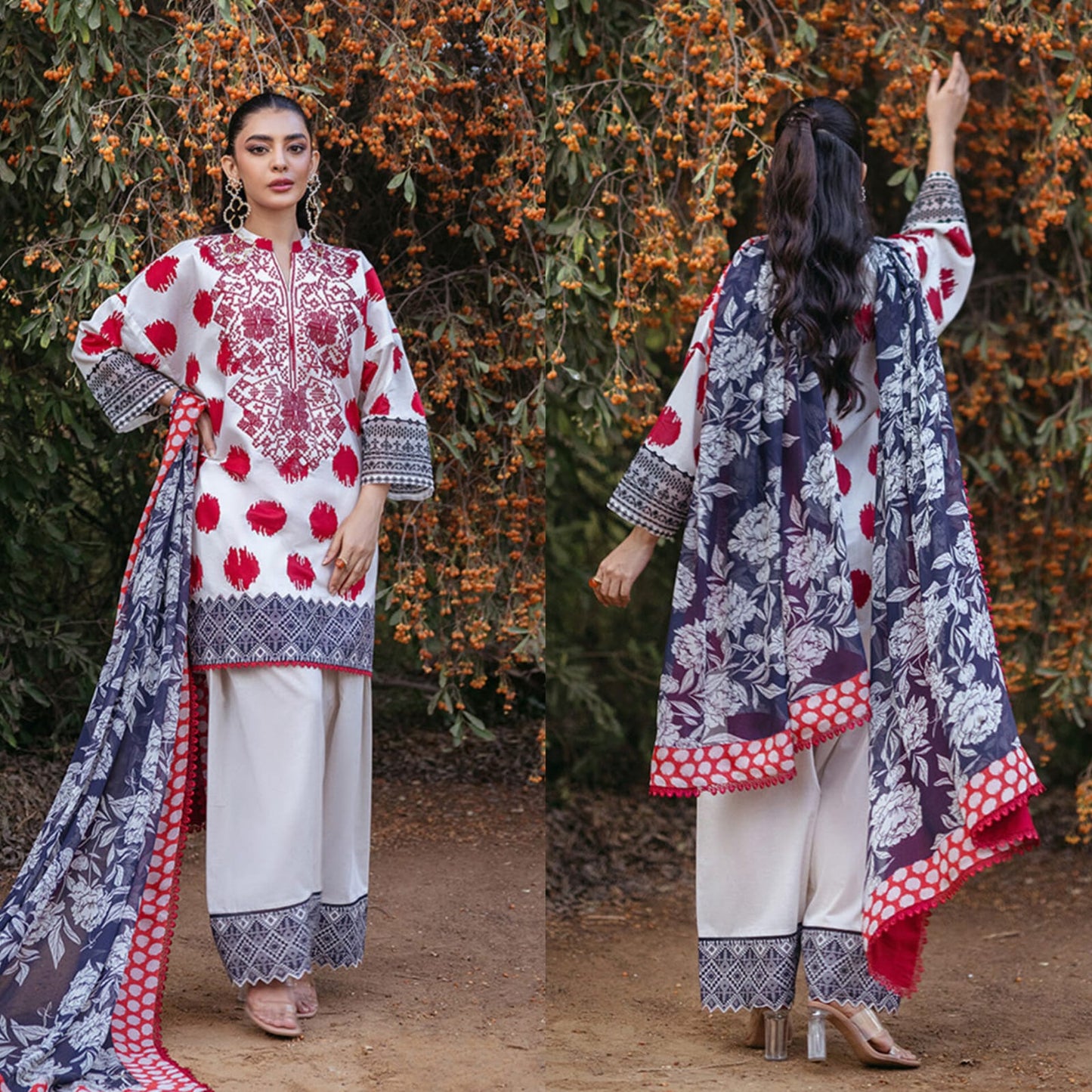 3 Piece Unstitched Embroidered Pure Lawn Suit with Fine Printed Lawn Dupatta