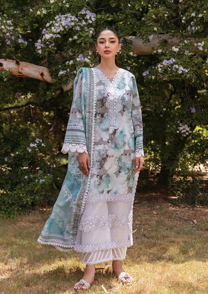 3 Piece Unstitched Embroidered Pure Lawn Suit with Fine Printed Lawn Dupatta