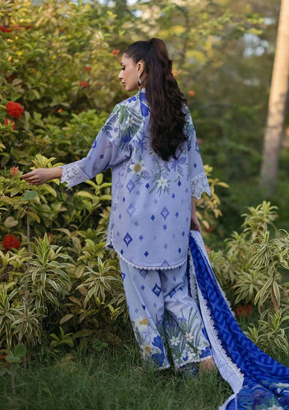 3 Piece Unstitched Embroidered Pure Lawn Suit with Fine Printed Lawn Dupatta