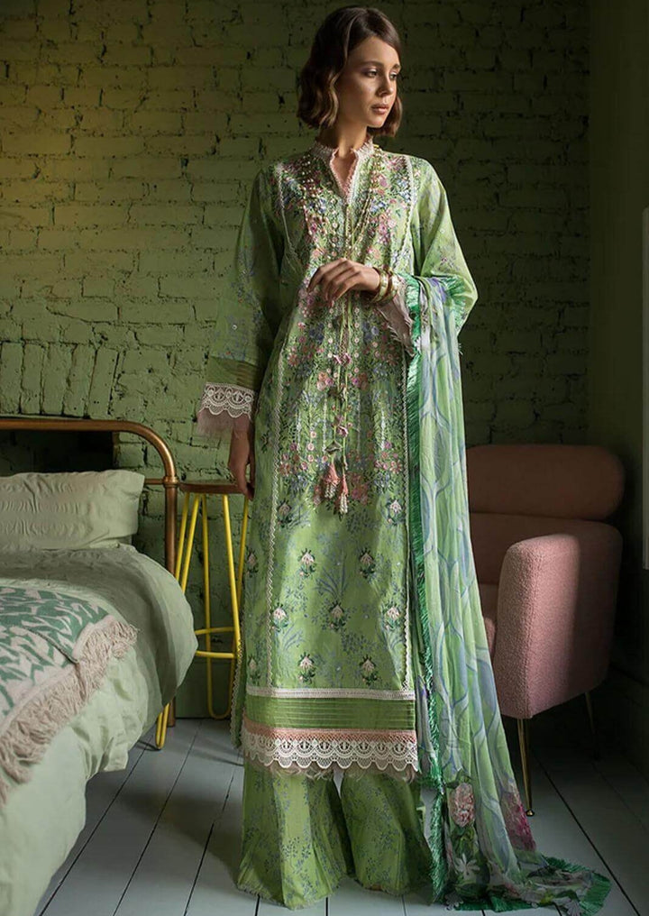 3 Piece Unstitched Embroidered Pure Lawn Suit with Fine Printed Silk Dupatta