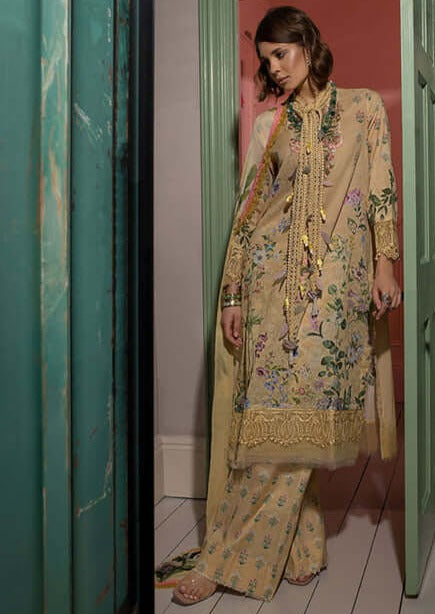 3 Piece Unstitched Embroidered Pure Lawn Suit with Fine Printed Silk Dupatta