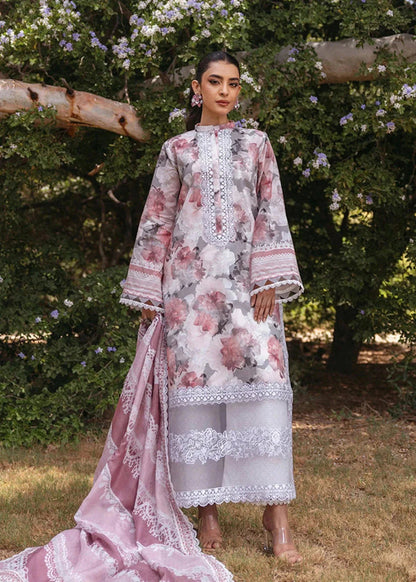 3 Piece Unstitched Embroidered Pure Lawn Suit with Fine Printed Lawn Dupatta