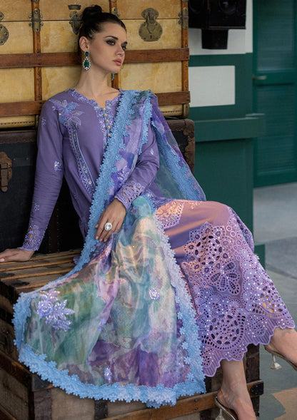 SR-38 Unstitched Embroidered Lawn 3pc Suit With Lawn Embroidered Dupatta