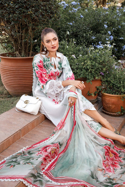 3pc Unstitched Digital Printed Lawn Suit With Chiffon Printed Dupatta