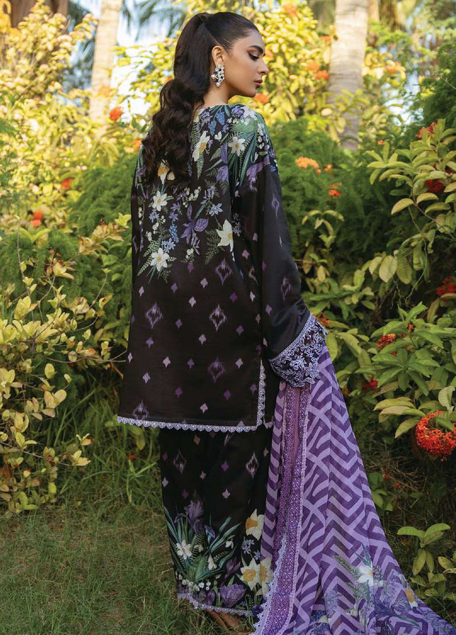 3 Piece Unstitched Embroidered Pure Lawn Suit with Fine Printed Lawn Dupatta
