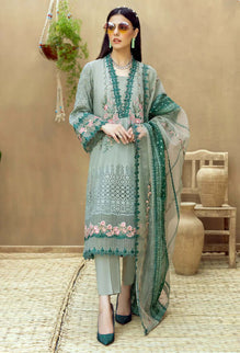 3 Piece Heavy Embroidered Chicken Kari Lawn Suit ( Full Embroidered Organza Dupatta)