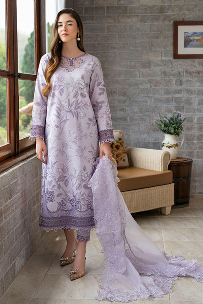 MB 505-3 Piece Unstitched Heavy Embroidered Lawn Suit ( Embroidered Organza Dupatta )