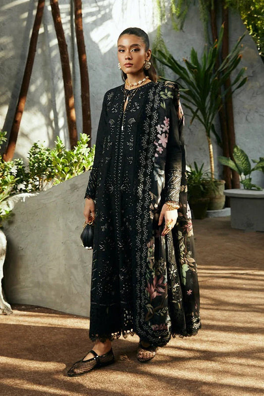 3Pc Fully Embroidered Unstitched Lawn Suit With Bamber Chiffon Embroidered Dupatta