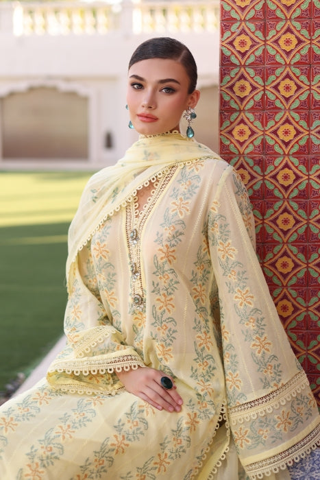 Luxury Lawn Stuff 3 Piece Full Embroidered Suiy With Bamber Chiffon Embroidered Dupatta.