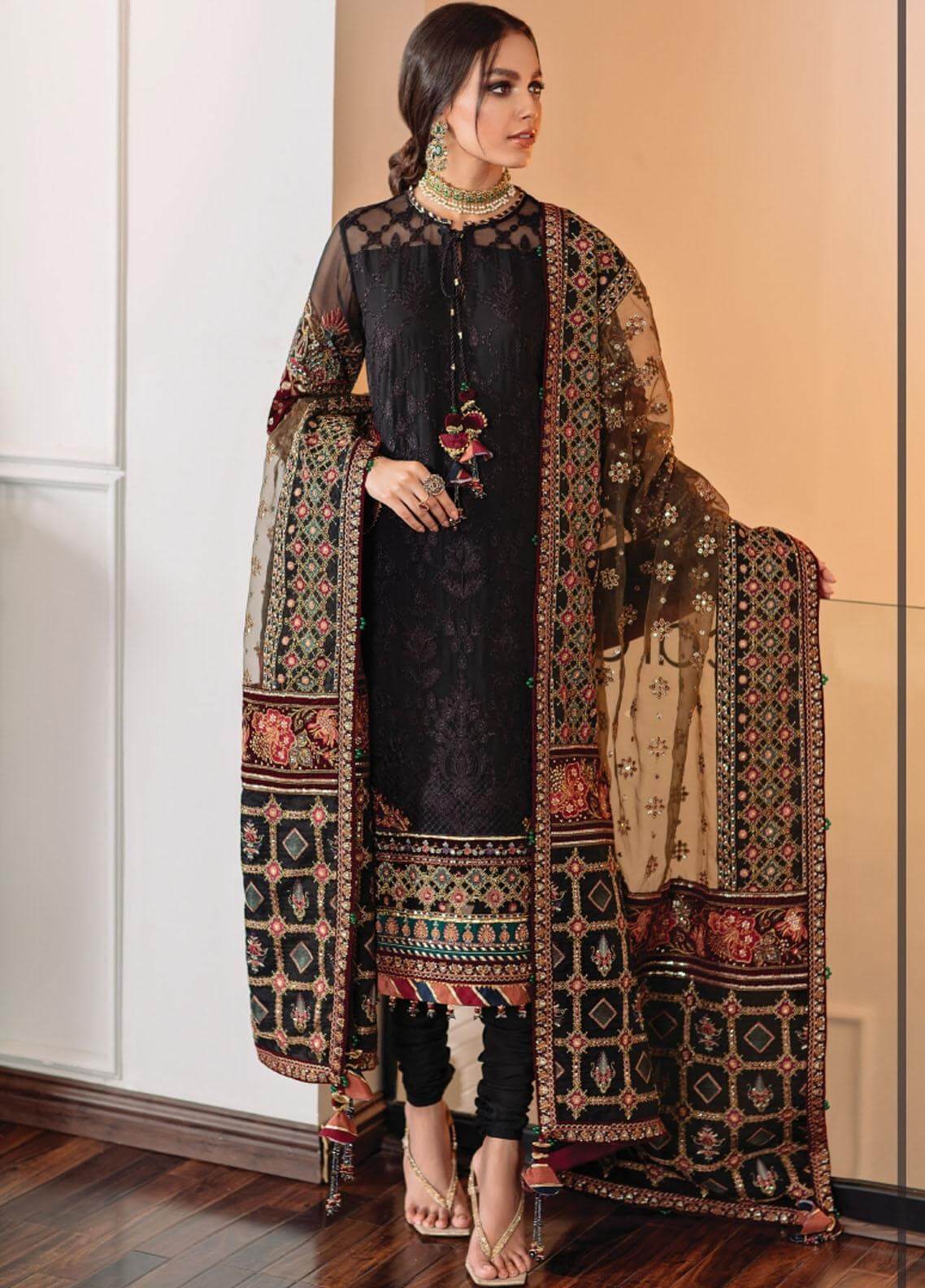 3 Piece Unstitched Heavy Embroidered Lawn Suit With Heavy Embroidered Organza Dupatta