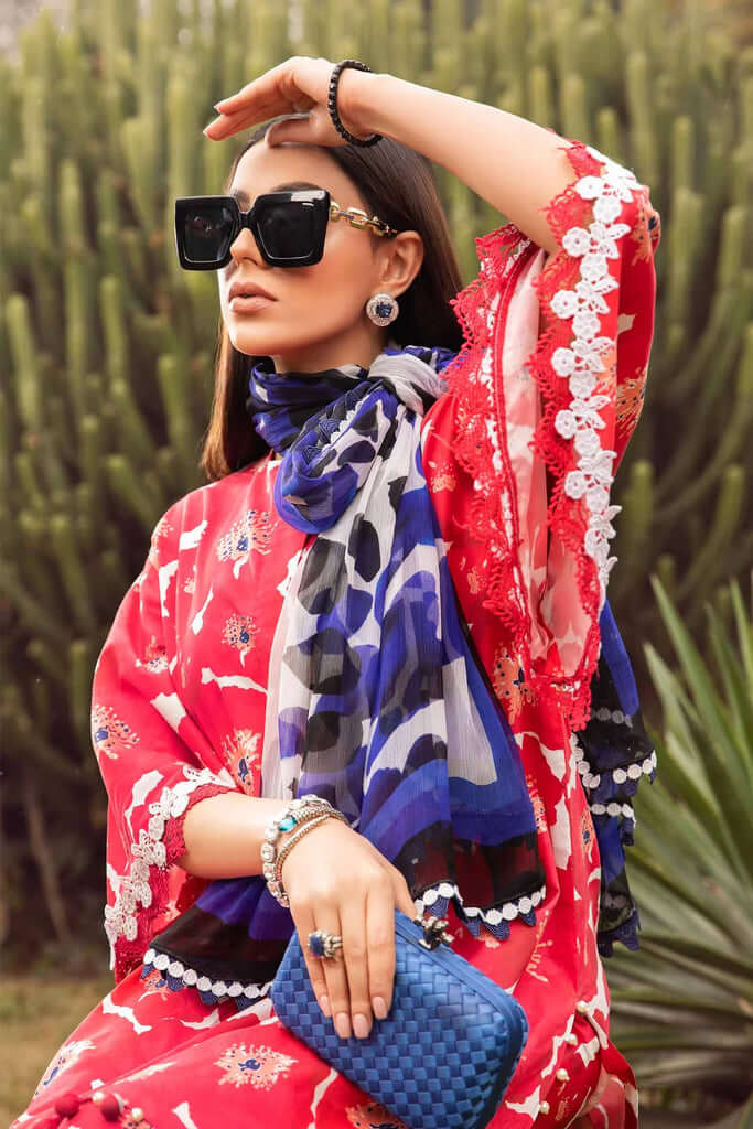 3 Piece Unstitched Digital Printed Pure Lawn Suit with Fine Printed Monaar Dupatta